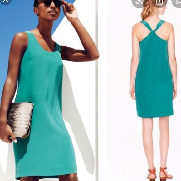 J. Crew NWT Twisted Back Scoop Neck Shift Dress in Green Size 14 - Picture 3 of 8